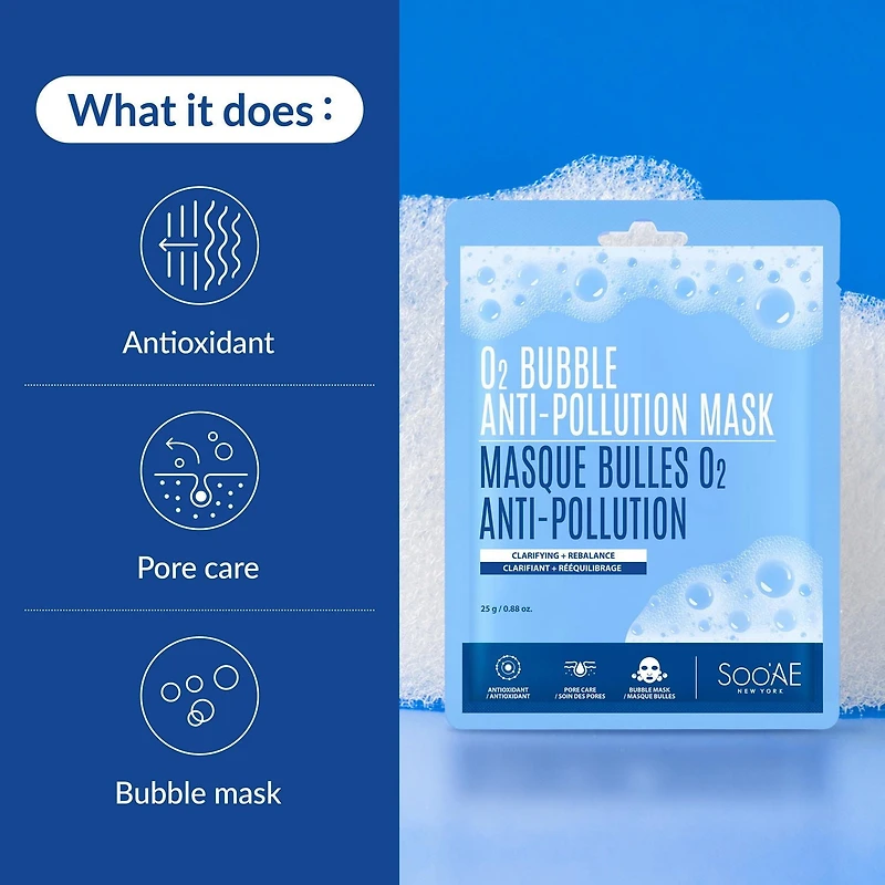 Soo'Ae O2 Bubble Anti-Pollution Mask, Clarifying + Rebalance
