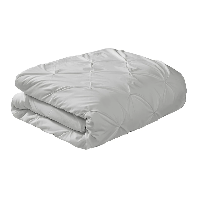 Parure de housse de couette et taies d’oreiller 3 pièces Mainstays en coton riche gris à plis pincés
