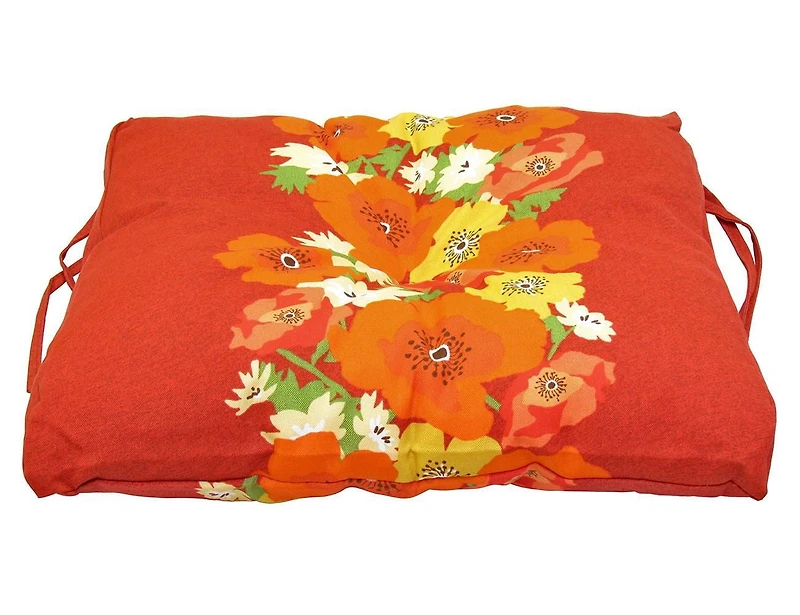 Coussin de siège de luxe Henryka à motif de fleuri rouge