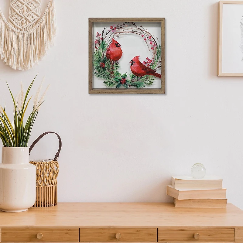 Glass Wall Art Double Cardinal