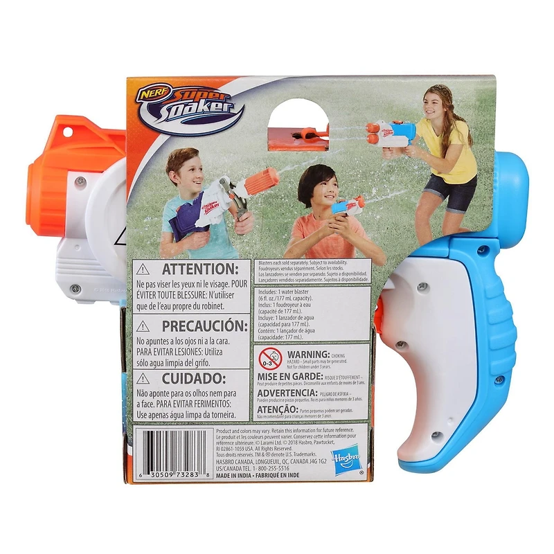 Nerf Super Soaker, blaster à eau Piranha, réservoir de 177 ml