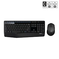 Logitech MK345 Wireless Keyboard and Mouse Combo - Full-Sized Keyboard with Palm Rest, MK345 Wireless Combo