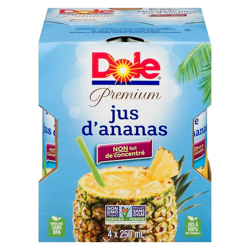 Dole Pineapple Juice, 4X240mL