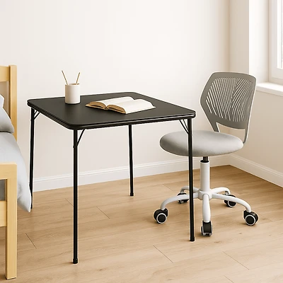 Ensemble bureau pliant et chaise pivotante ergonomique pour enfants Homy Casa, hauteur d'assise réglable, table de jeu avec plateau en PVC souple, bureau noir