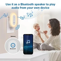 Le haut-parleur Bluetooth dispositif d’apprentissage du sommeil V-Hush Plug de VTech comprend un programme professionnel d'apprentissage du sommeil, une veilleuse colorée à une touche, des histoires p