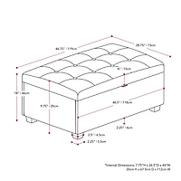 Grand pouf capitonné en tissu Aubin de CorLiving avec rangement et pieds en bois