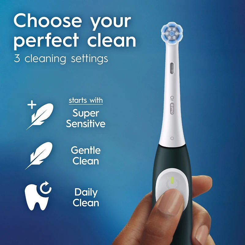Brosse à dents électrique rechargeable Oral-B iO Série 2, vert forêt avec 1 brossette soins doux – Capteur automatique de pression pour protéger les gencives – 3 modes –