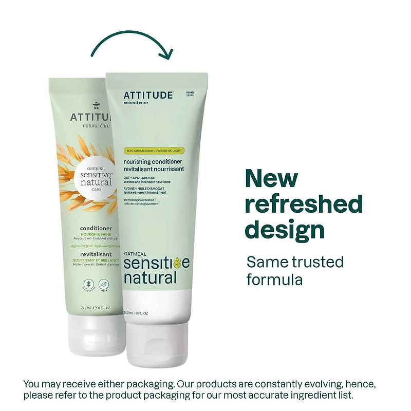 ATTITUDE oatmeal sensitive natural, Nourishing Conditioner, Oat & Avocado Oil, 240 mL