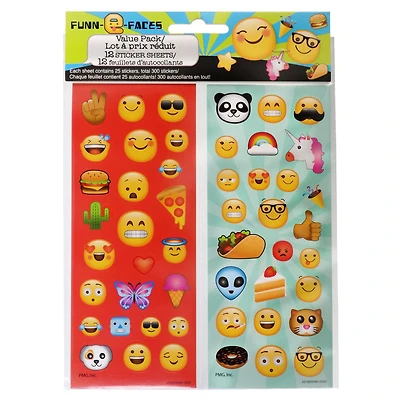 Fun-e-Faces 300Ct Sticker Value Pack, Funn-e-Faces Stickers