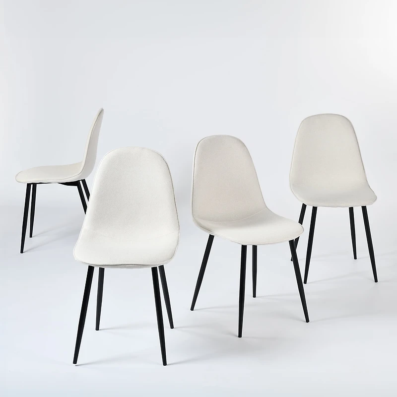 Homy Casa Lot de 4 chaises de bureau rembourrées sans accoudoirs pour espace de travail à domicile, tissu beige