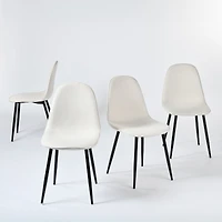 Homy Casa Lot de 4 chaises de bureau rembourrées sans accoudoirs pour espace de travail à domicile, tissu beige