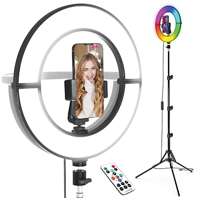 Bower 12” Foldable RGB Ring Light with Adjustable Stand & Wireless Remote, Bower 12” Foldable RGB Ring Light with Adjustable Stand & Wireless Remote