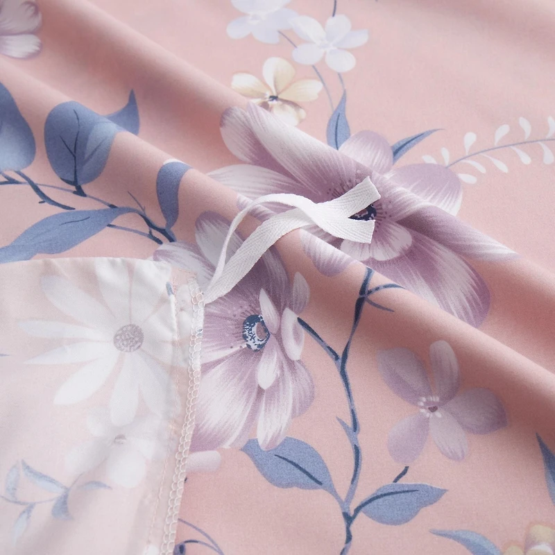 Marina Decoration Ultra Soft Silky Rich Printed Rayon from Bamboo All Season Duvet Cover Fitted Sheet Ensemble Bedding Set with Zipper and Corner Tie