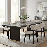 Ensemble de 4 chaises de salle à manger modernes Noble House en bois massif, revêtues de tissu noir