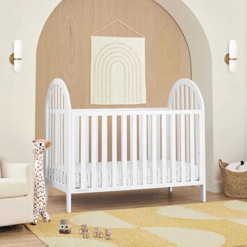 Delta Children Milano 4-in-1 Convertible Crib - Greenguard Gold Certified, Bianca White