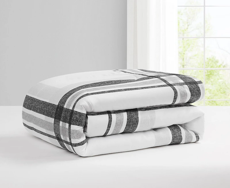 Mainstays Grey Plaid Comforter Double/Queen
