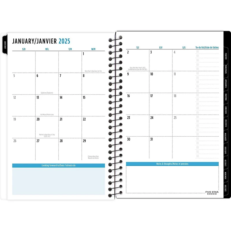 Petit agenda blanc à lignes florales Five Star Planificateur