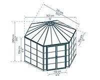 CANOPIA par PALRAM Oasis Ensemble de serre de 12 pieds - Structure grise et panneaux hybrides (94,2 pieds carrés)