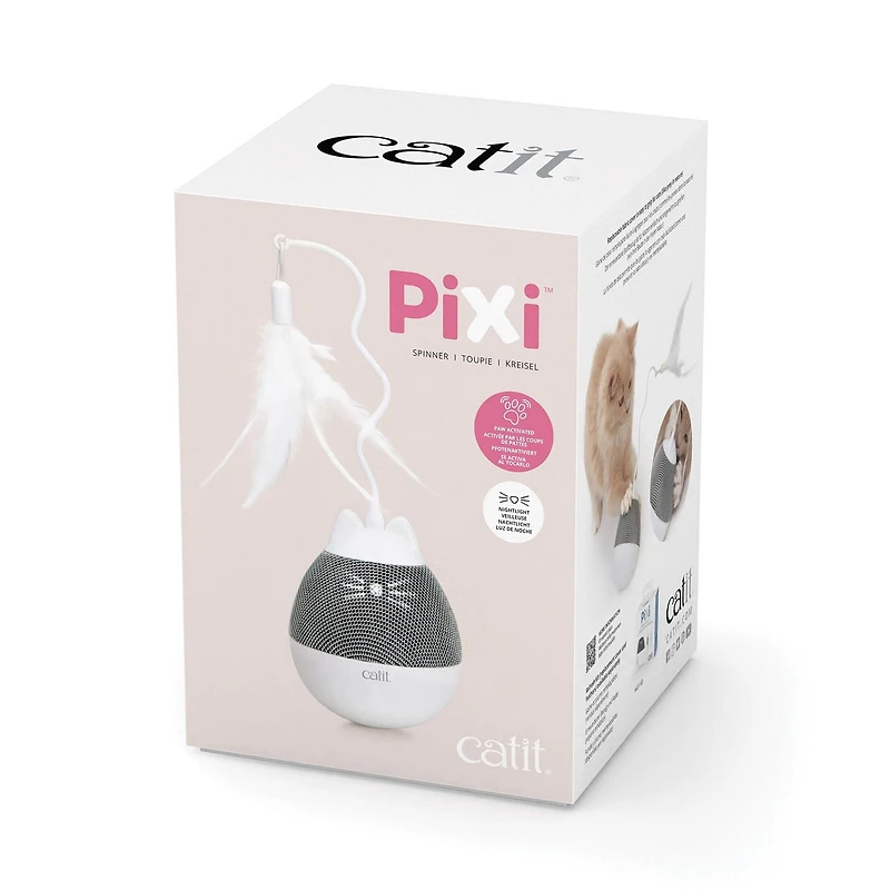 Catit PIXI Spinner Electronic Cat Toy, White & Grey