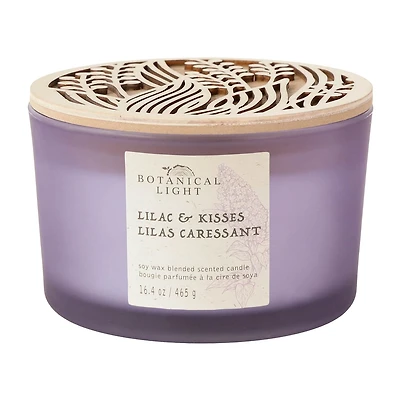 Botanical Light 16.4OZ Lilas et kisses Cire de soja Mélangé Bougie parfumée,3 mèche de coton
