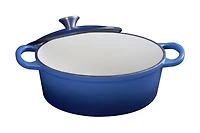 Mainstays Cocotte ovale en fonte émaillée 4,12 pintes, bleu