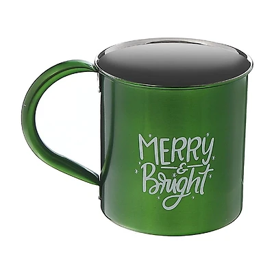 Christmas Stainless Steel Mug With Printing Merry & Bright - Set of 2