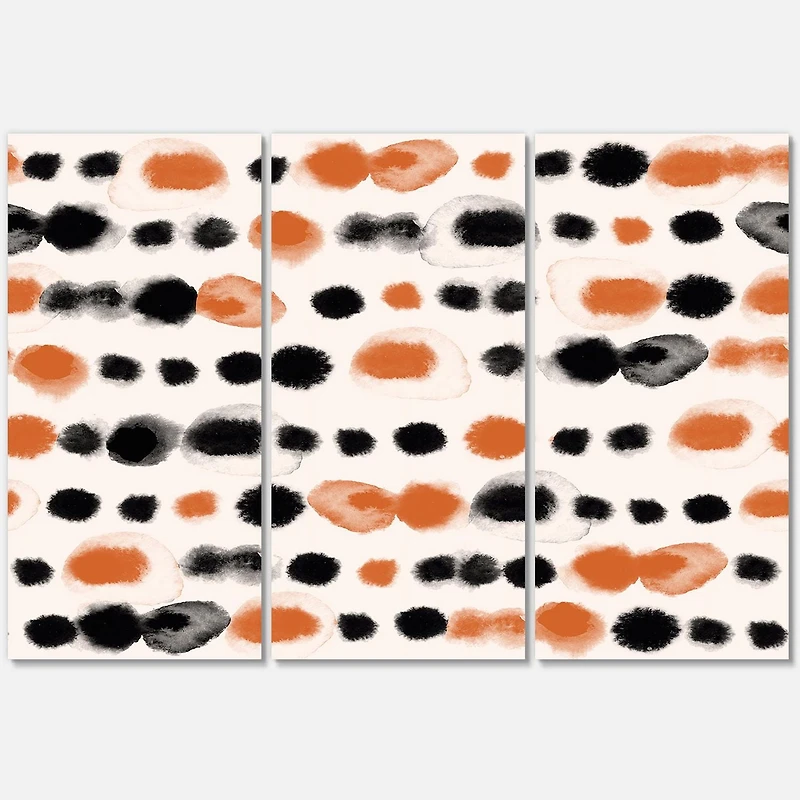 Designart Pois noirs et orange Art mural sur toile