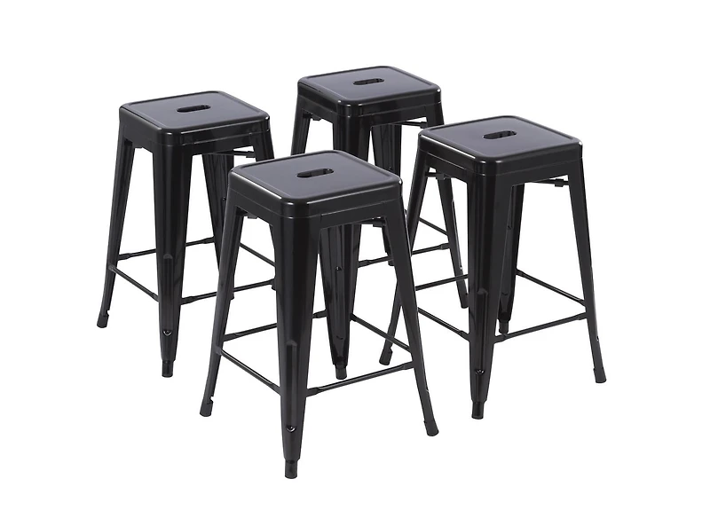 Hometrends 24 inch Metal Stackable Kitchen Stools, Black, Hometrends 24 inch Metal Stools, include 1x Black Color Stool
