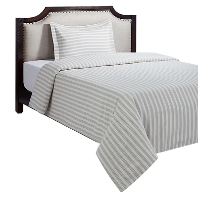 HOMETRENDS 2-Piece Grey Stripe Duvet Cover Set, Twin, 100% Cotton