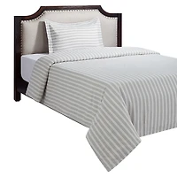 HOMETRENDS 3-Piece Grey Stripe Duvet Cover Set, Double/Queen, 100% Cotton