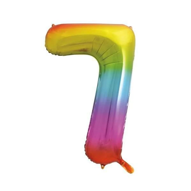Ballon en aluminium arc-en-ciel, numéro 7 en forme de, 34" Réutilisable, qualité hélium