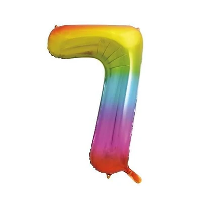 Ballon en aluminium arc-en-ciel, numéro 7 en forme de, 34" Réutilisable, qualité hélium