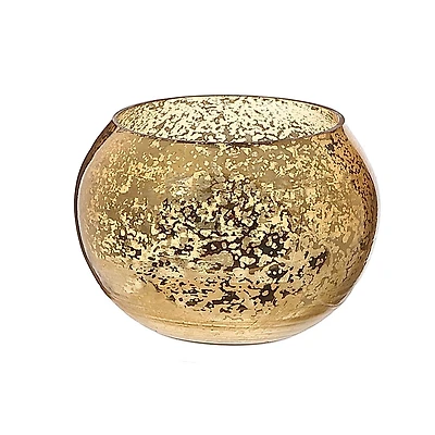 Mercure Curbed Tealight Holder Gold - Set Of 2