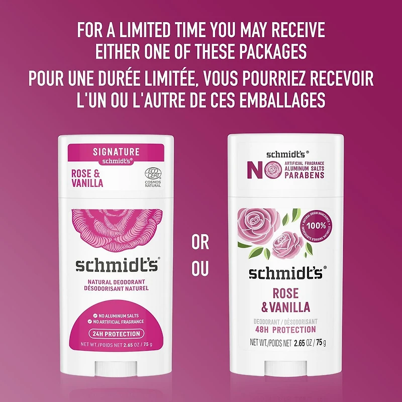 Désodorisant d'Origine Naturelle Schmidt's rose & vanilla