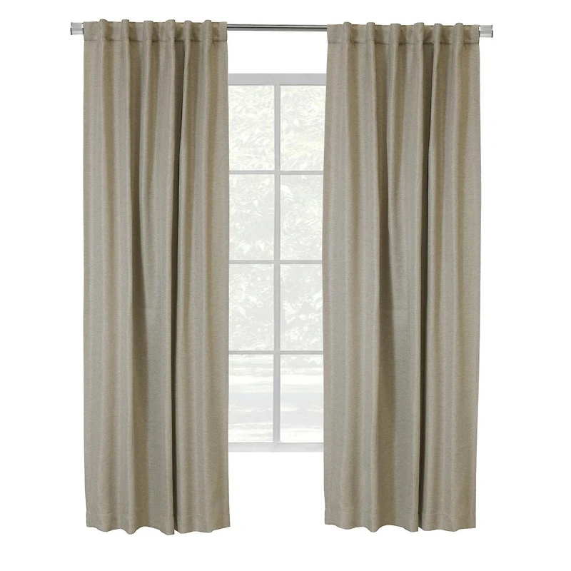 Loft Living Girona Room Darkening Dual Header Single Curtain Panel 52 x 84 in Linen