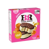 BASKIN ROBBINS Caramel Ribbon Ice Cream Sandwiches, Prepared in Canada with Canadian Dairy, Kosher, 4 x 125 ml