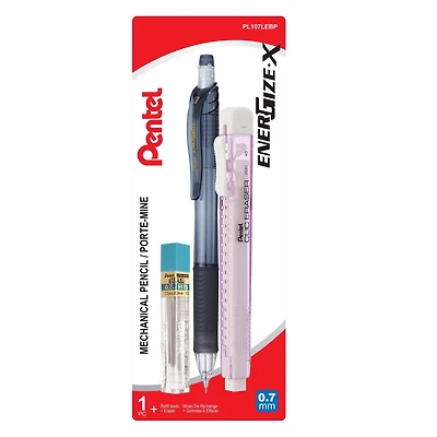 EnerGize-X Ensemble Porte-Mine (0,7mm) avec Mines Super Hi-Polymer et Clic Eraser Gomme à Effacer Ensemble de porte-mines