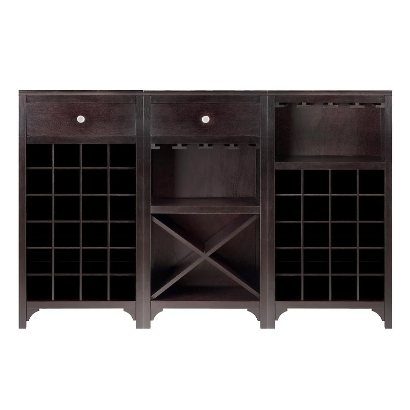 Winsome Ancona 3-Piece Wine Cabinet Modular Set in Espresso Finish - 92367
