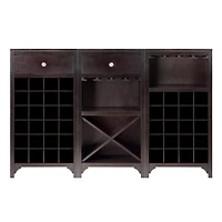 Winsome Ancona 3-Piece Wine Cabinet Modular Set in Espresso Finish - 92367