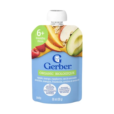 GERBER Organic Baby Purée Apple Mango Raspberry Avocado Oat