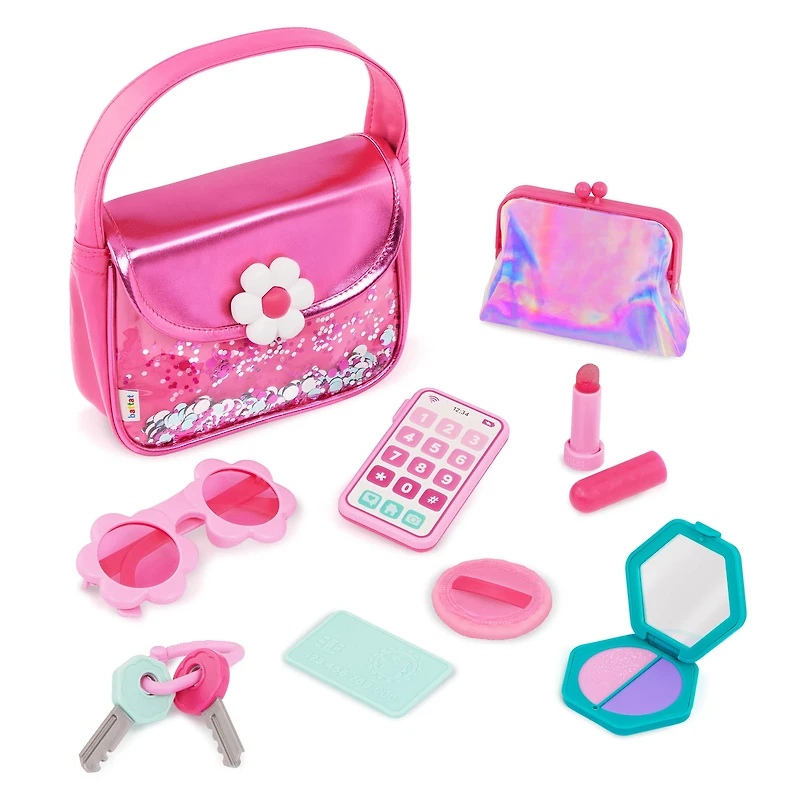 Ensemble Sac à Main Rose Étincelant avec Téléphone, Clés, Carte et Maquillage – Jouet pour Tout-Petits et Enfants d’Âge Préscolaire par Battat BATTAT ENS SAC MAIN