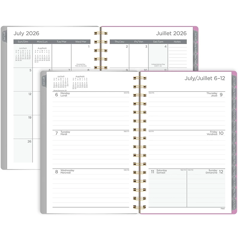 Agenda scolaire hebdomadaire et mensuel format petit Mead® Fun Stripes 2026‑2027