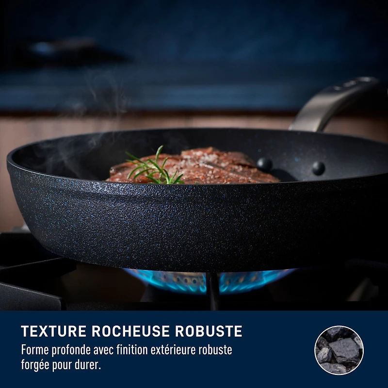 Ensemble T-fal Stone Shield de 10 pièces avec technologie DefenseShield™, fabrication en 6 couches, texture pierre robuste, à l’épreuve du lave-vaisselle et du four