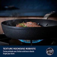 Ensemble T-fal Stone Shield de 10 pièces avec technologie DefenseShield™, fabrication en 6 couches, texture pierre robuste, à l’épreuve du lave-vaisselle et du four