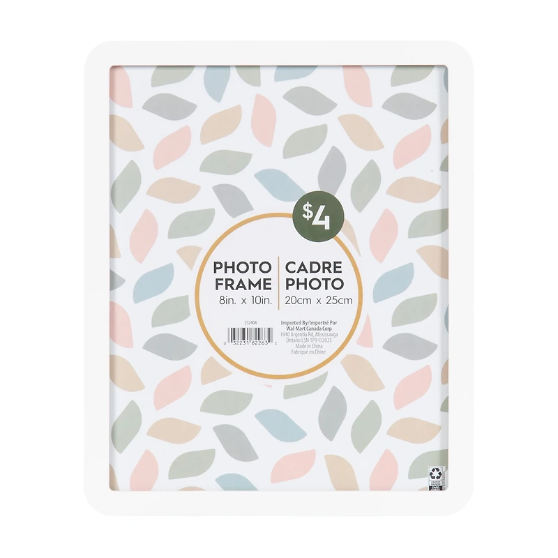 Cadre à photos décoratif blanc avec coins arrondis Boba de 20,3 cm x 25,4 cm pour table