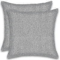 Herringbone Stripe Cotton Cushions Set of 2 Poly Filled With Zipper Machine Washable