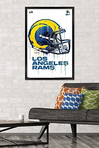 NFL Los Angeles Rams - Drip Helmet 20 Wall Poster, 14.725" x 22.375" Framed