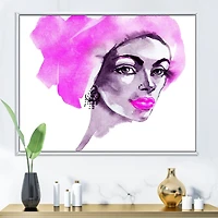 Designart Afro American Woman Fashion Portrait FLOAT FRAME WALL ART