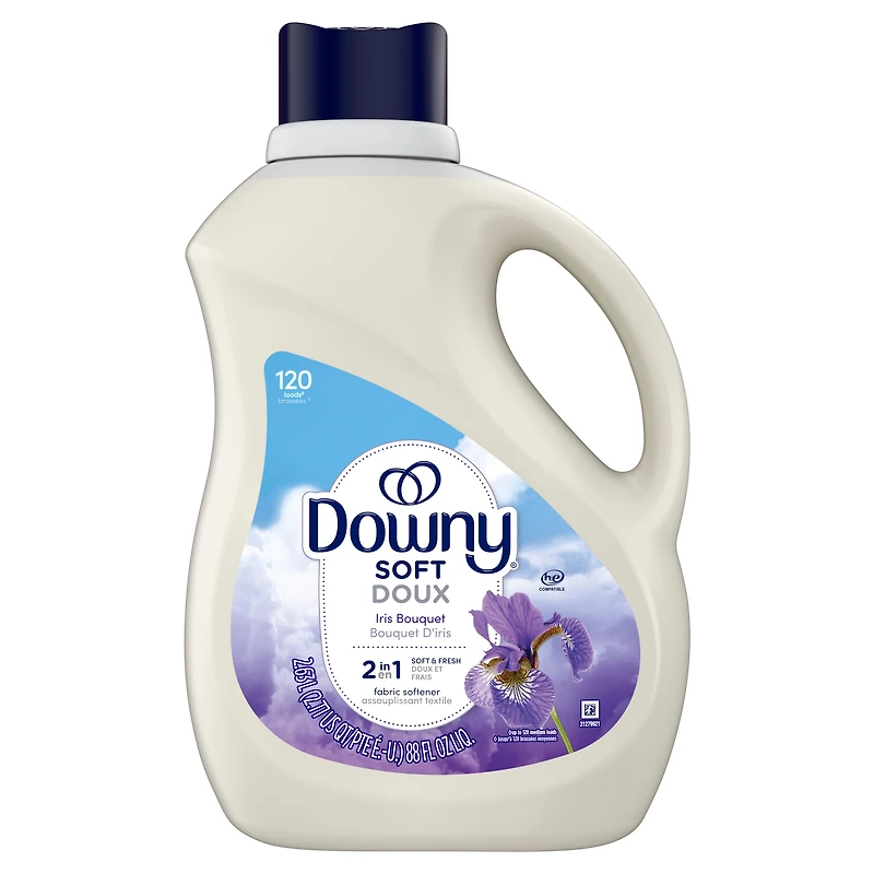 Assouplissant textile liquide Downy DOUX ET FRAIS, parfum Bouquet d’iris, assouplissant textile Downy, assouplissant pour la lessive
