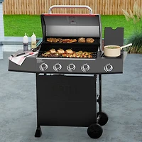 Expert Grill 4-Burner Gas Grill with Side Burner, Red